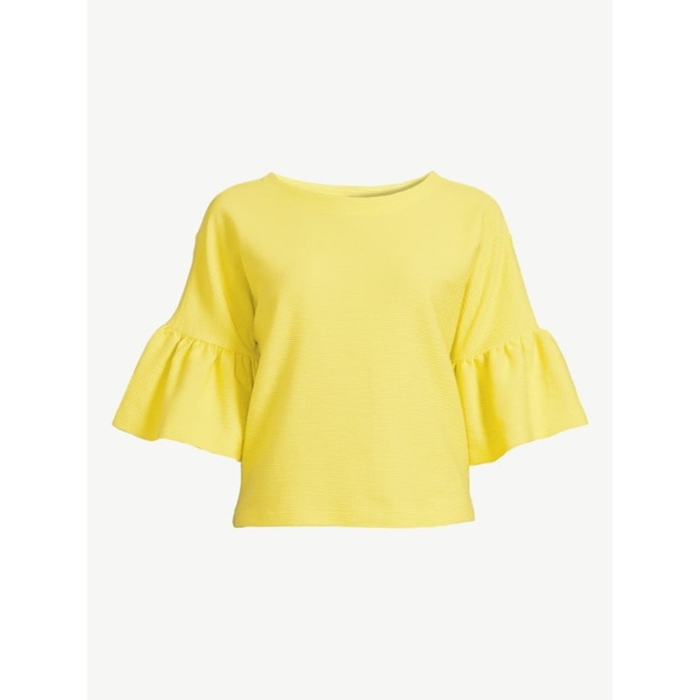 NWT Women’s Yellow Free Assembly Ribbed Ottoman Top Size Medium - Picture 5 of 5